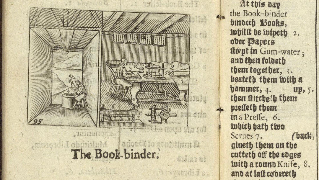 “The Book-binder,” detail from Orbis Sensualium Pictus