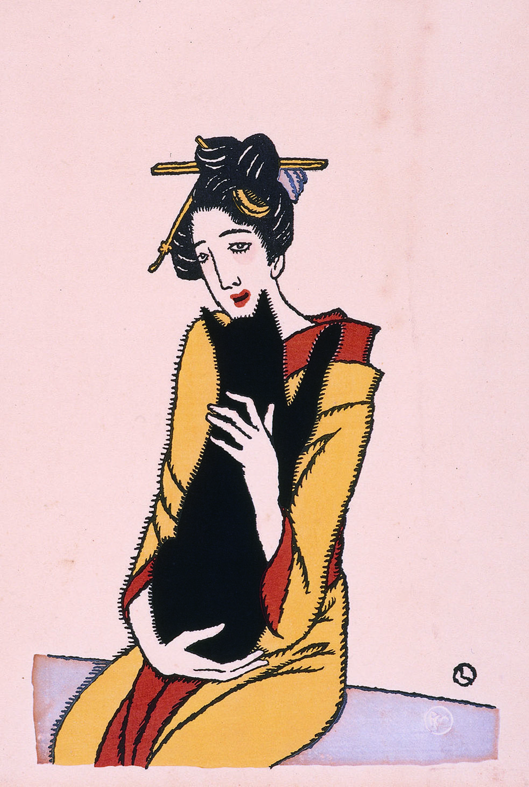 Kuroneko o daku onna (Woman holding a black cat)